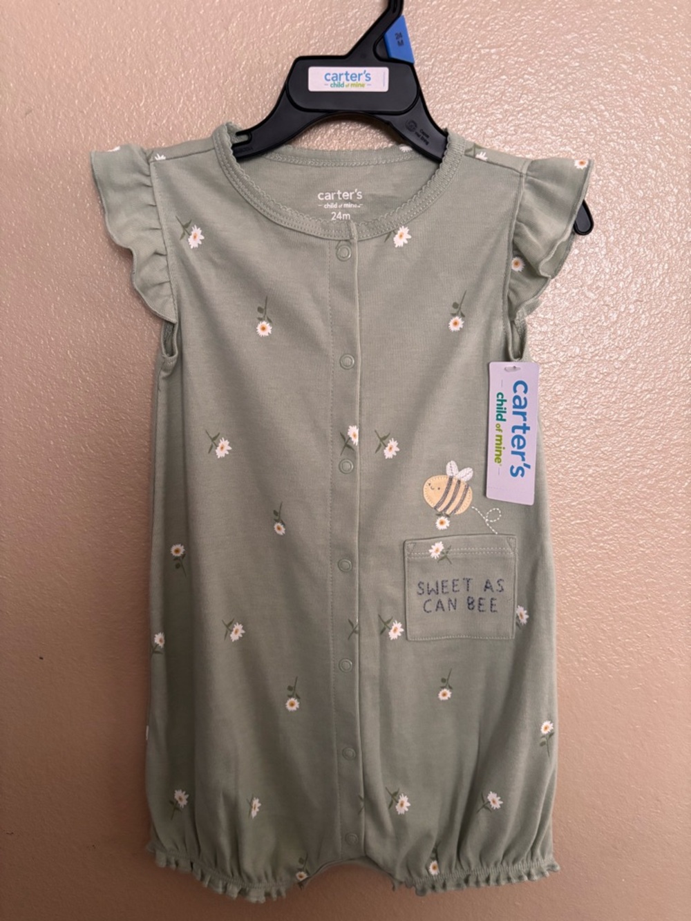Carter's Sage Green Floral 'Sweet As Can Bee' Dress